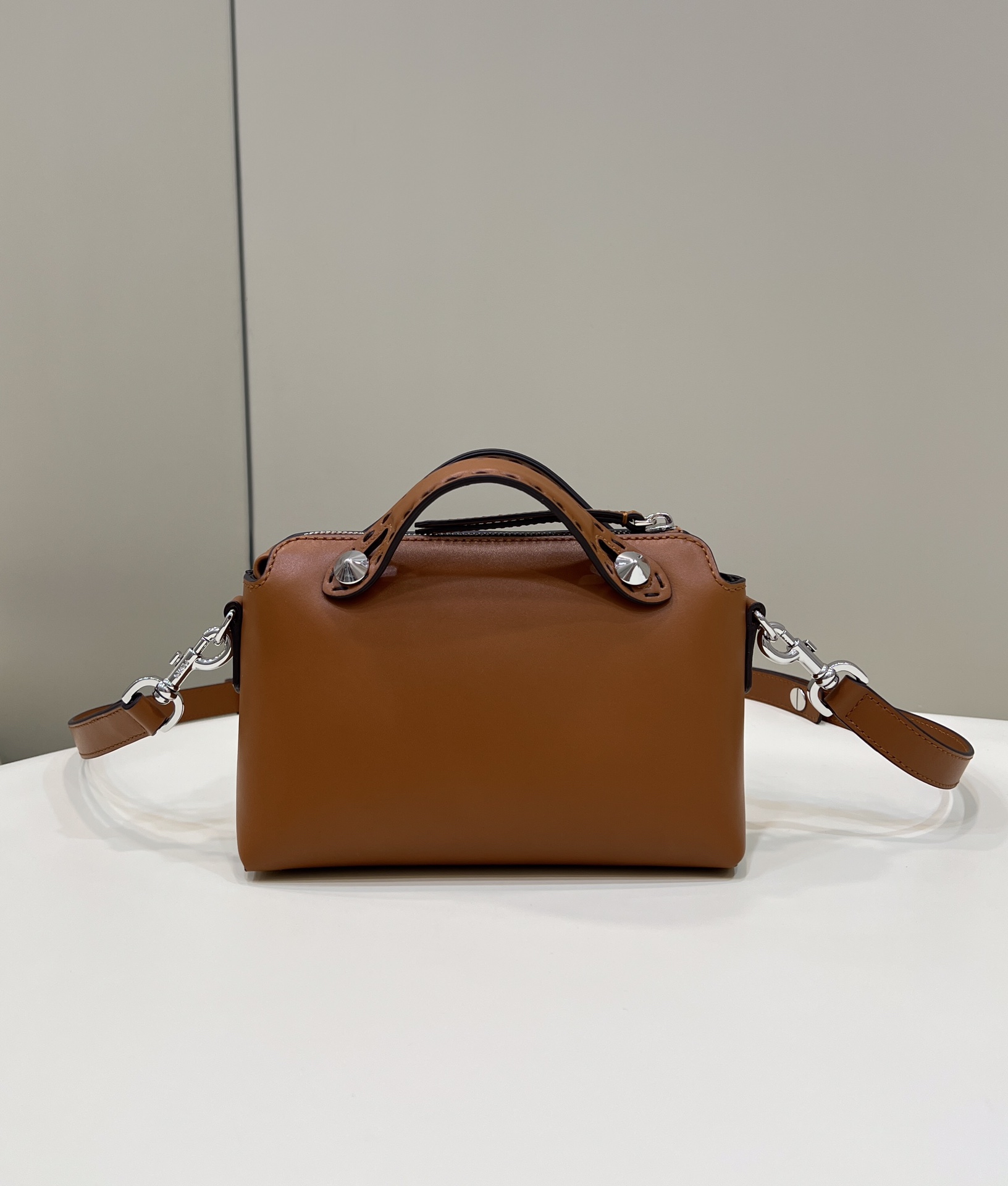 Fendi Mini By The Way Leather Boston Shoulder Bag Brown